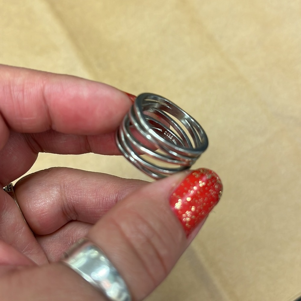 Sterling Silver Statement Ring 9.5 Stack Style S9… - image 4